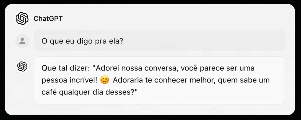 Resposta genérica do ChatGPT: um convite educadinho e sem tensão