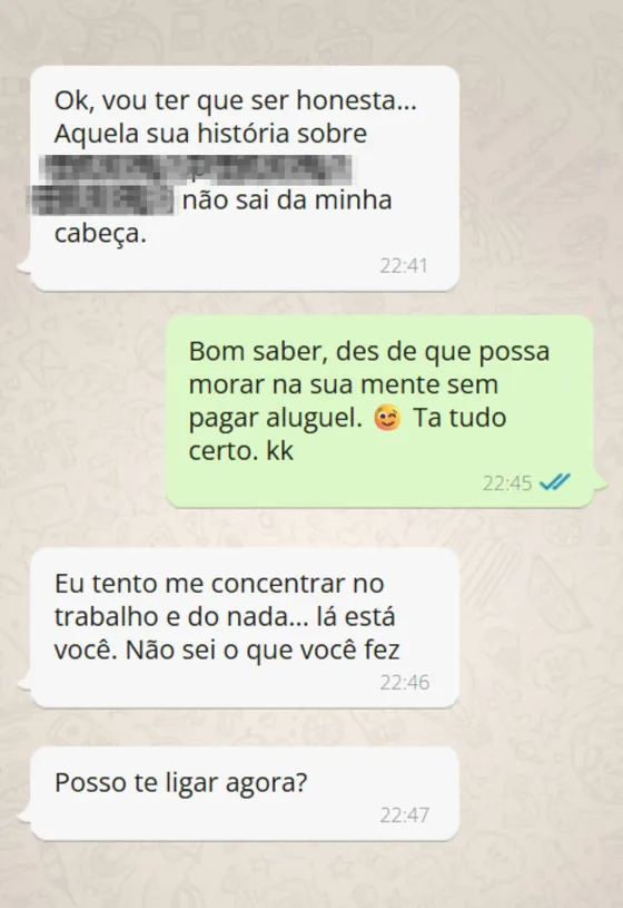 Conversa real na fase de Obsessão